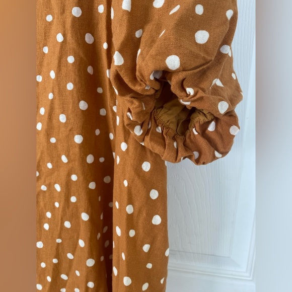 Charlie Paige Polka Dot Brown and White Dress with Pockets - Picture 6 of 6